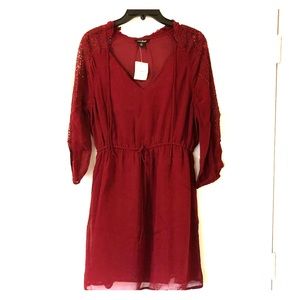 NWT Lucky Brand Lace Sleeve Shirt Dress